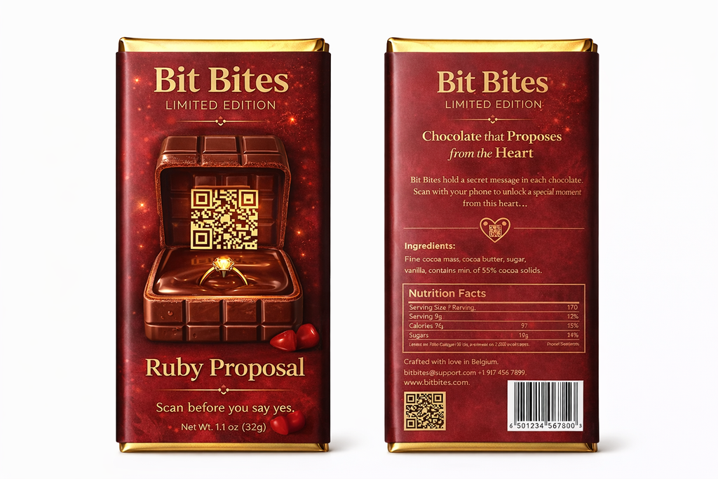 Bit Bites – Ruby Proposal Chocolate | Scan-to-Propose QR Chocolate Gift for Love & Engagement