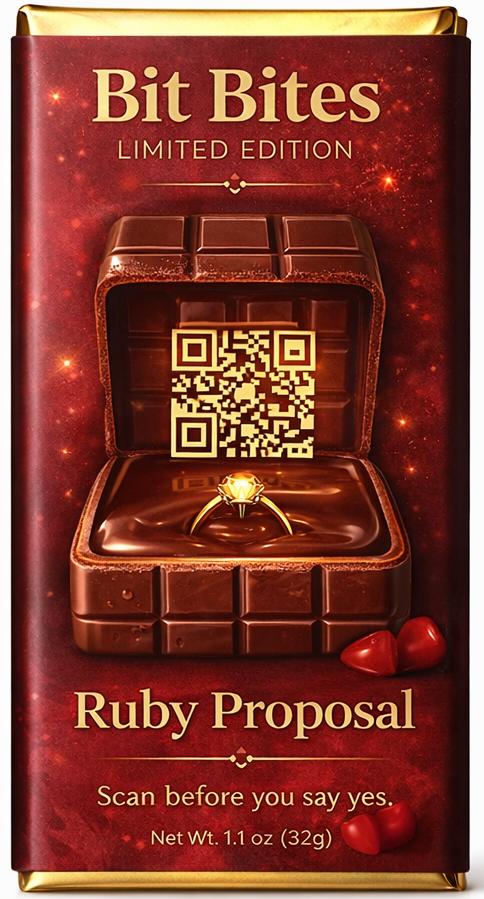 Bit Bites – Ruby Proposal Chocolate | Scan-to-Propose QR Chocolate Gift for Love & Engagement