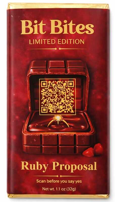 Bit Bites – Ruby Proposal Chocolate | Scan-to-Propose QR Chocolate Gift for Love & Engagement