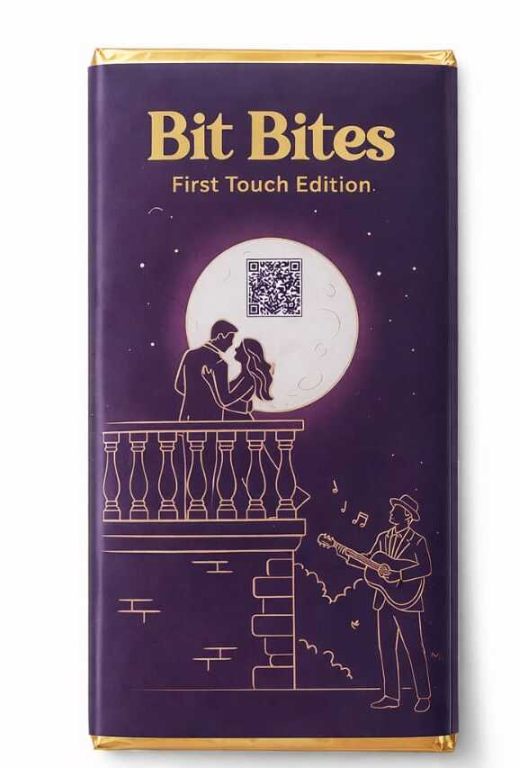 Bit Bites – First Touch Edition | Romantic QR Chocolate Gift for Couples | 100g Premium Chocolate Bar