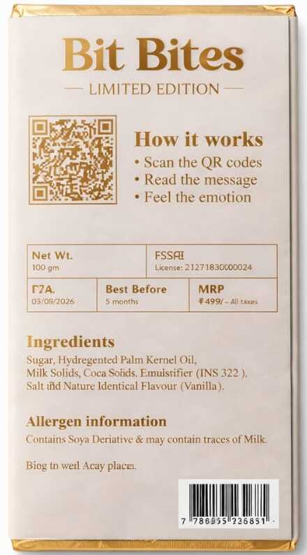 Bit Bites Love Letter – Limited Edition | Romantic QR Chocolate Gift | Personalized Message Chocolate Bar (100g)